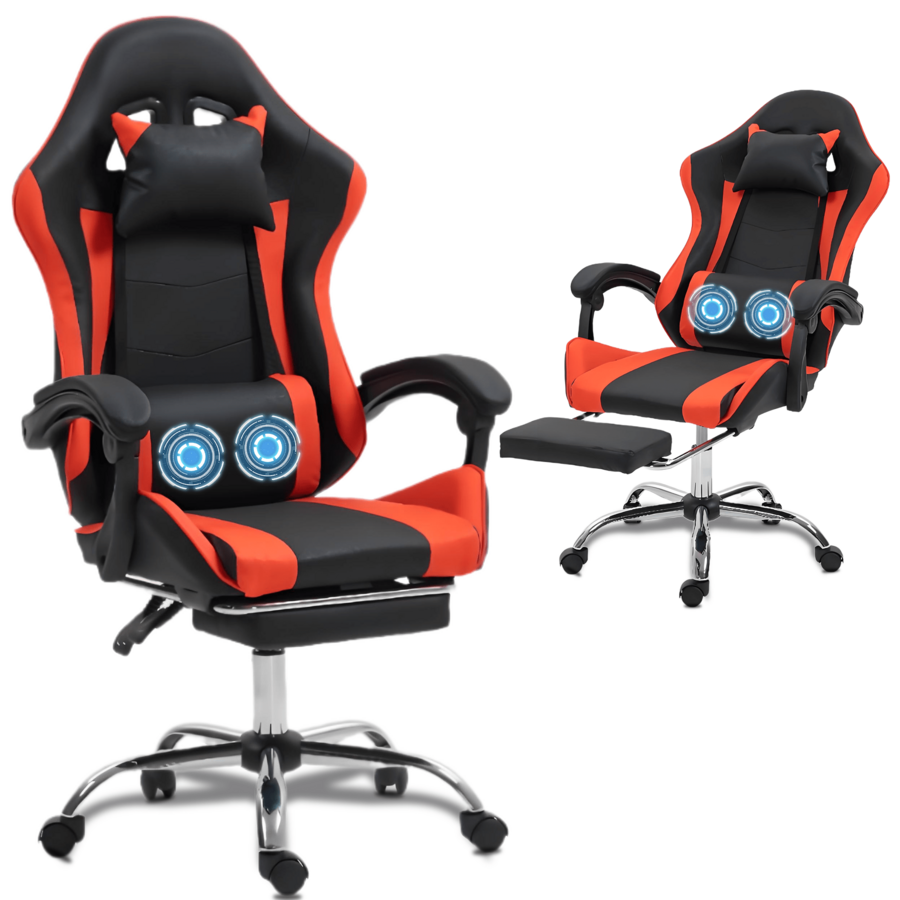 Video Games - Gamingstoel met massagefunctie en lendensteun –